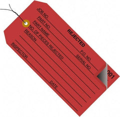 Made in USA - 4-3/4" High x 2-3/8" Long, Inventory, English Safety & Facility Numbered Tag - Red Cardstock - Caliber Tooling