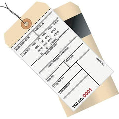 Made in USA - 6-1/4" High x 3-1/8" Long, Inventory, English Safety & Facility Numbered Tag - White & Manila Cardstock - Caliber Tooling