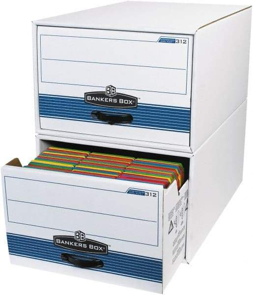 Made in USA - 1 Compartment, 15" Wide x 24" Deep, File Storage Boxes - Corrugated Cardboard, White - Caliber Tooling