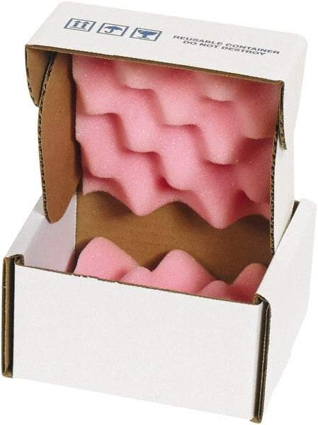 Made in USA - 5" Long x 5" Wide, Antistatic Foam Shippers - Pink & White, Standard Grade - Caliber Tooling