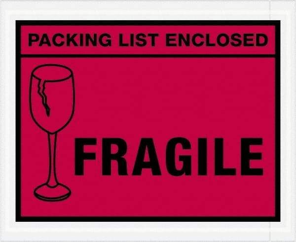 Value Collection - 1,000 Piece, 4-1/2" Long x 5-1/2" Wide, Packing List Envelope - Packing List Enclosed - Fragile, Red - Caliber Tooling