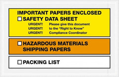 Value Collection - 1,000 Piece, 6-1/2" Long x 10" Wide, Packing List Envelope - Important Papers Enclosed, Yellow/Orange - Caliber Tooling