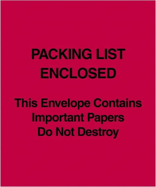 Value Collection - 1,000 Piece, 5" Long x 6" Wide, Packing List Envelope - Packing List Enclosed, Red - Caliber Tooling