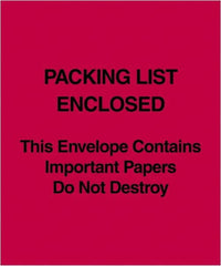 Value Collection - 1,000 Piece, 5" Long x 6" Wide, Packing List Envelope - Packing List Enclosed, Red - Caliber Tooling