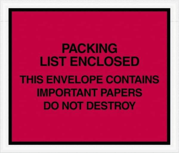 Value Collection - 1,000 Piece, 7" Long x 6" Wide, Packing List Envelope - Important Papers Enclosed, Red - Caliber Tooling