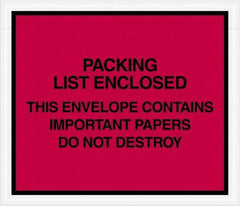 Value Collection - 1,000 Piece, 7" Long x 6" Wide, Packing List Envelope - Important Papers Enclosed, Red - Caliber Tooling