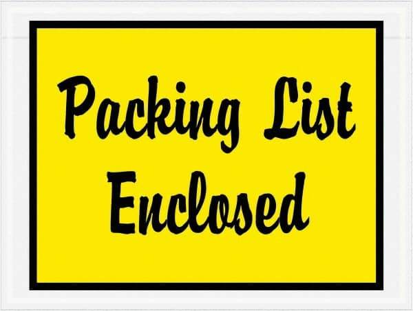 Value Collection - 1,000 Piece, 4-1/2" Long x 6" Wide, Packing List Envelope - Packing List Enclosed, Yellow - Caliber Tooling