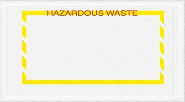 Value Collection - 1,000 Piece, 5-1/2" Long x 10" Wide, Packing List Envelope - Hazardous Waste, Yellow - Caliber Tooling