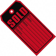 Made in USA - 4-3/4" High x 2-3/8" Long, Sold, English Safety & Facility Retail Tag - Red & Black Cardstock - Caliber Tooling