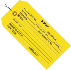 Made in USA - 4-3/4" High x 2-3/8" Long, Scrap, English Safety & Facility Inspection Tag - Yellow Cardstock - Caliber Tooling