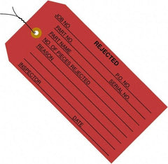 Made in USA - 4-3/4" High x 2-3/8" Long, REJECTED, English Safety & Facility Inspection Tag - Red Cardstock - Caliber Tooling