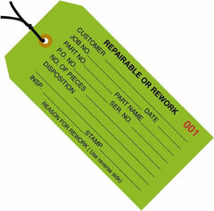 Made in USA - 4-3/4" High x 2-3/8" Long, Safety & Facility Blank Tag - Green Cardstock - Caliber Tooling