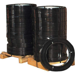 Made in USA - 2,560' Long x 1/2" Wide, Oscillated Coil Steel Strapping - 1,650 Lb Capacity, 0.023" Thick - Caliber Tooling