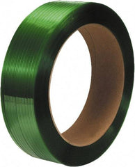 Made in USA - 2,900' Long x 1/2" Wide, Coil Case Polyester Hand Strapping - 775 Lb Capacity, 0.025" Thick - Caliber Tooling