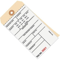 Made in USA - 6-1/4" High x 3-1/8" Long, Inventory, English Safety & Facility Numbered Tag - White & Manila Cardstock - Caliber Tooling