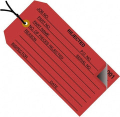 Made in USA - 4-3/4" High x 2-3/8" Long, Inventory, English Safety & Facility Numbered Tag - Red Cardstock - Caliber Tooling