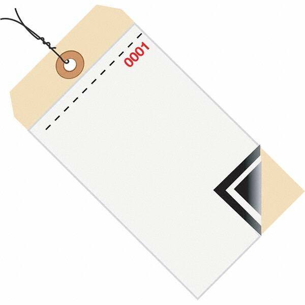 Made in USA - 6-1/4" High x 3-1/8" Long, Inventory, English Safety & Facility Numbered Tag - White & Manila Cardstock - Caliber Tooling