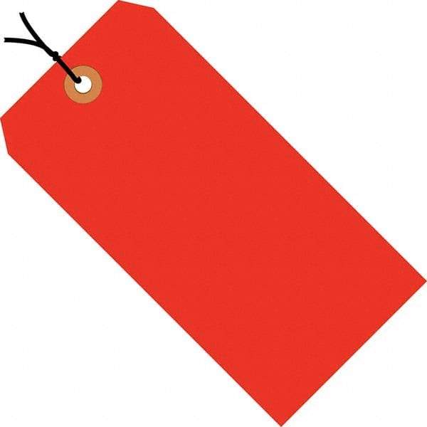 Made in USA - 4-1/4" High x 2-1/8" Long, Safety & Facility Blank Tag - Fluorescent Red Cardstock - Caliber Tooling