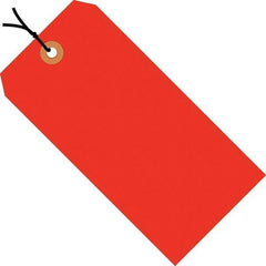 Made in USA - 4-1/4" High x 2-1/8" Long, Safety & Facility Blank Tag - Fluorescent Red Cardstock - Caliber Tooling