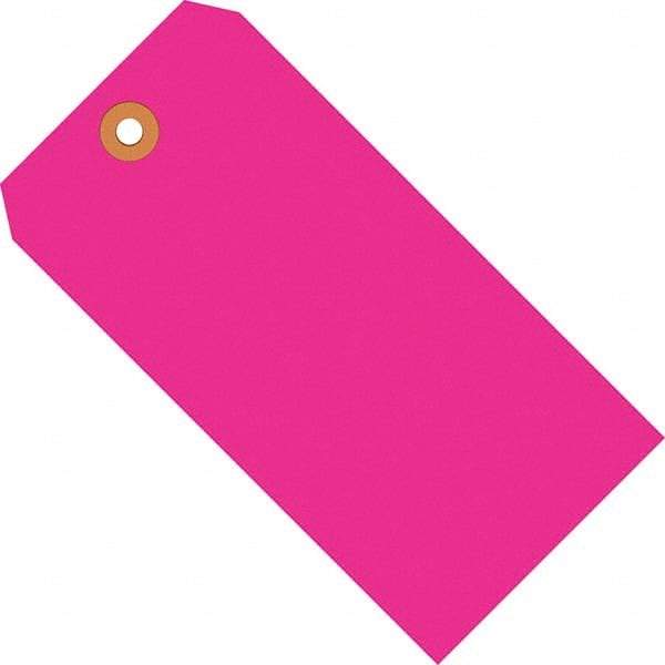 Made in USA - 3-3/4" High x 1-7/8" Long, Safety & Facility Blank Tag - Fluorescent Pink Cardstock - Caliber Tooling