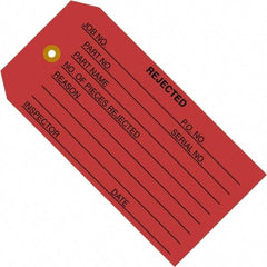 Made in USA - 4-3/4" High x 2-3/8" Long, REJECTED, English Safety & Facility Inspection Tag - Red Cardstock - Caliber Tooling