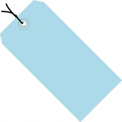 Made in USA - 4-3/4" High x 2-3/8" Long, Safety & Facility Blank Tag - Light Blue Cardstock - Caliber Tooling