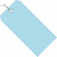 Made in USA - 3-3/4" High x 1-7/8" Long, Safety & Facility Blank Tag - Light Blue Cardstock - Caliber Tooling