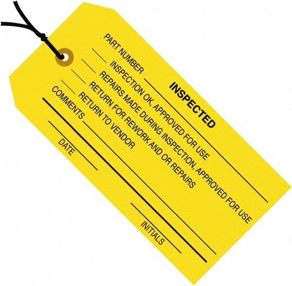 Made in USA - 4-3/4" High x 2-3/8" Long, Safety & Facility Blank Tag - Yellow Cardstock - Caliber Tooling