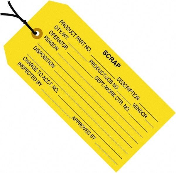 Made in USA - 4-3/4" High x 2-3/8" Long, Safety & Facility Blank Tag - Yellow Cardstock - Caliber Tooling