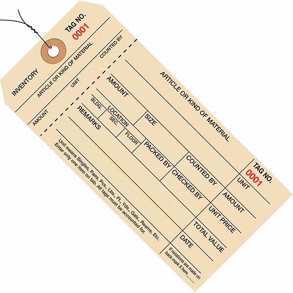 Made in USA - 6-1/4" High x 3-1/8" Long, Inventory, English Safety & Facility Numbered Tag - Manila Cardstock - Caliber Tooling