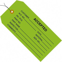 Made in USA - 4-3/4" High x 2-3/8" Long, ACCEPTED, English Safety & Facility Inspection Tag - Green Cardstock - Caliber Tooling