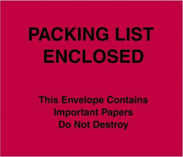 Value Collection - 1,000 Piece, 7" Long x 6" Wide, Packing List Envelope - Packing List Enclosed, Red - Caliber Tooling