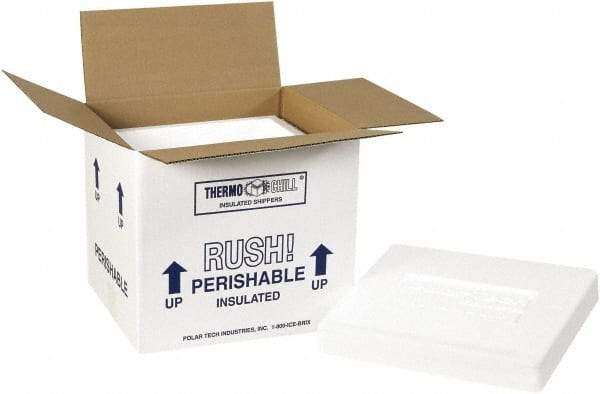 Made in USA - 8-1/4" Wide x 10-1/2" Long x 9-1/4" High Rectangle Insulated Box - 1 Wall, White - Caliber Tooling