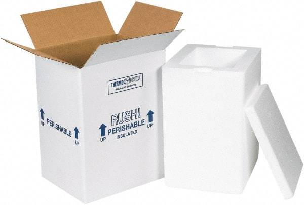 Made in USA - 6" Wide x 8" Long x 12" High Rectangle Insulated Box - 1 Wall, White - Caliber Tooling