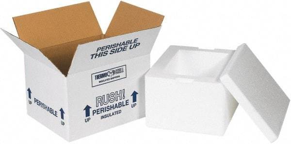 Made in USA - 10" Wide x 12" Long x 7" High Rectangle Insulated Box - 1 Wall, White - Caliber Tooling