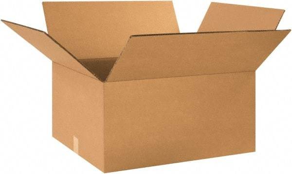 Made in USA - 20" Wide x 24" Long x 12" High Rectangle Heavy Duty Corrugated Box - 2 Walls, Kraft (Color), 100 Lb Capacity - Caliber Tooling