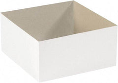 Made in USA - 12" Wide x 12" Long x 6" High Rectangle Chipboard Box - 1 Wall, White - Caliber Tooling