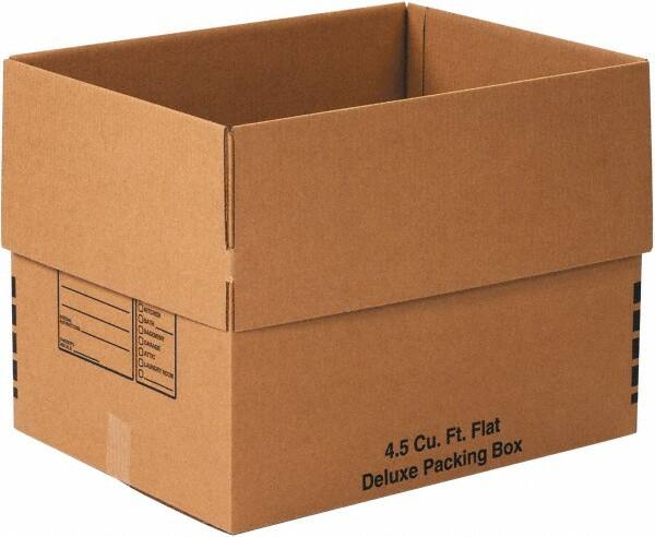 Made in USA - 18" Wide x 24" Long x 18" High Rectangle Moving Boxes - 1 Wall, Kraft (Color), 65 Lb Capacity - Caliber Tooling