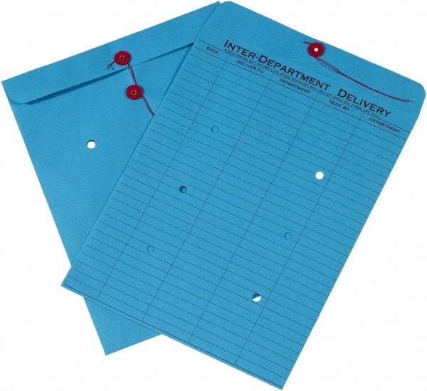 Made in USA - 13" Long x 10" Wide Draw String Inter-Department Envelope - Blue - Caliber Tooling