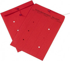 Made in USA - 13" Long x 10" Wide Draw String Inter-Department Envelope - Red - Caliber Tooling