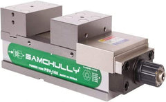 Samchully - 125mm Jaw Width, 125mm Jaw Opening Capacity, Horizontal Stationary Machine Vise - Manual Operation, 1 Station, 400.5mm Long x 48.3mm Deep, 50mm Jaw Height, Alloy Steel - Caliber Tooling