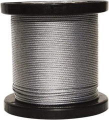 Loos & Co. - 500' Long, 1/8" x 1/8" Diam, Galvanized Wire Rope - 2,000 Lb Breaking Strength, 7 x 19 - Caliber Tooling