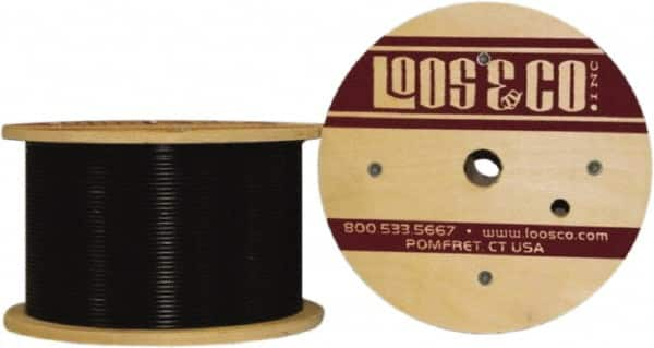 Loos & Co. - 3/32" x 1/16" Diam, Steel Wire Rope - 480 Lb Breaking Strength, 7 x 7, Vinyl Coating - Caliber Tooling