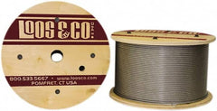 Loos & Co. - 3/16" x 3/32" Diam, Stainless Steel Wire Rope - 920 Lb Breaking Strength, 7 x 7, Vinyl Coating - Caliber Tooling