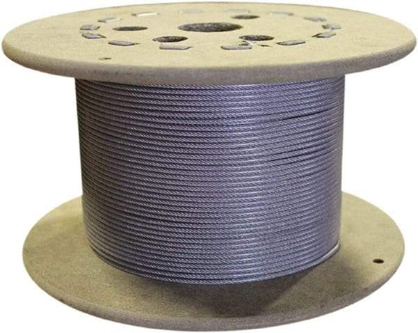 Loos & Co. - 1/4" x 3/16" Diam, Galvanized Steel Wire Rope - 4,200 Lb Breaking Strength, 7 x 19, Nylon Coating - Caliber Tooling