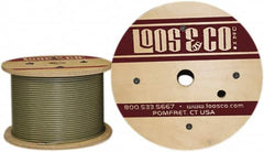 Loos & Co. - 500' Long, 1/8" x 3/32" Diam, Galvanized Steel Wire Rope - 920 Lb Breaking Strength, 7 x 7, Nylon Coating - Caliber Tooling