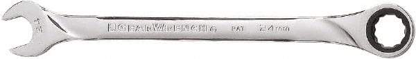 GearWrench - 24mm 12 Point Combination Wrench - 14" OAL, Steel, Full Polish Finish - Caliber Tooling