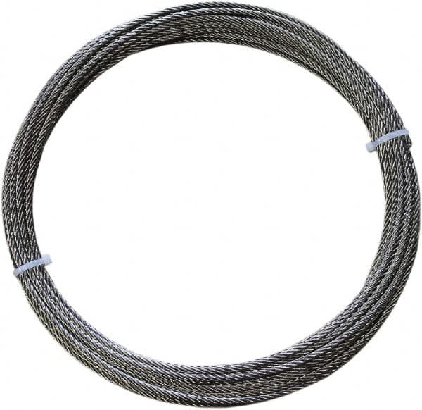 Loos & Co. - 3/32" x 3/32" Diam, Stainless Steel Wire Rope - 700 Lb Breaking Strength, 7 x 7 - Caliber Tooling