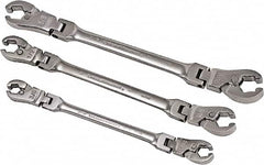 GearWrench - 3 Piece, 3/8" to 11/16", Ratcheting Flare Nut Set - Inch Measurement Standard, Chrome Finish - Caliber Tooling