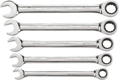 GearWrench - 5 Piece, 10mm to 15mm, 12 Point Combination Wrench Set - Metric Measurement Standard, Chrome Finish - Caliber Tooling